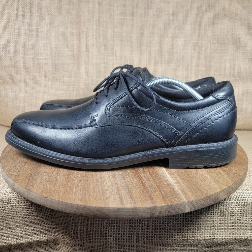 Rockport Leader 2 TruTECH Leather Oxford Comfort Dress Shoes Black Men's 12W